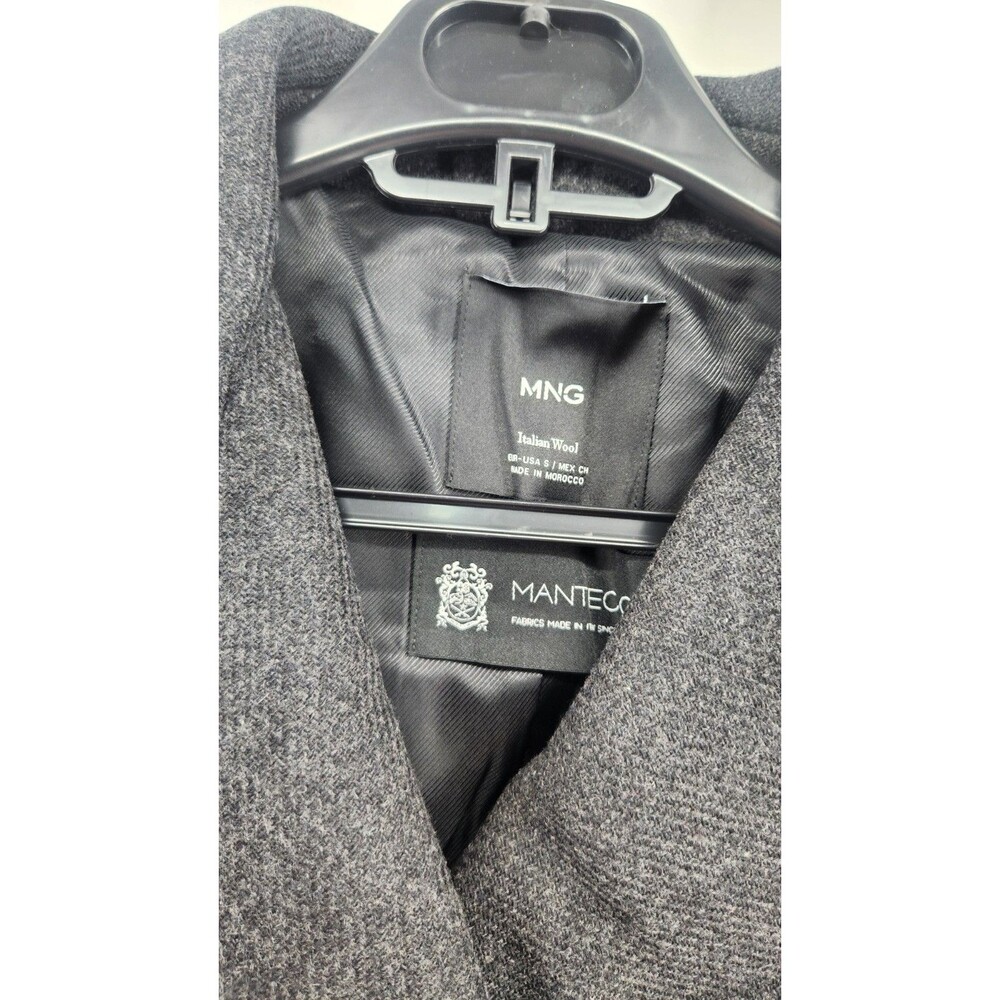 Mango MNG Women's Small Black Woollen Coat With Belt NWT - Picture 6 of 14